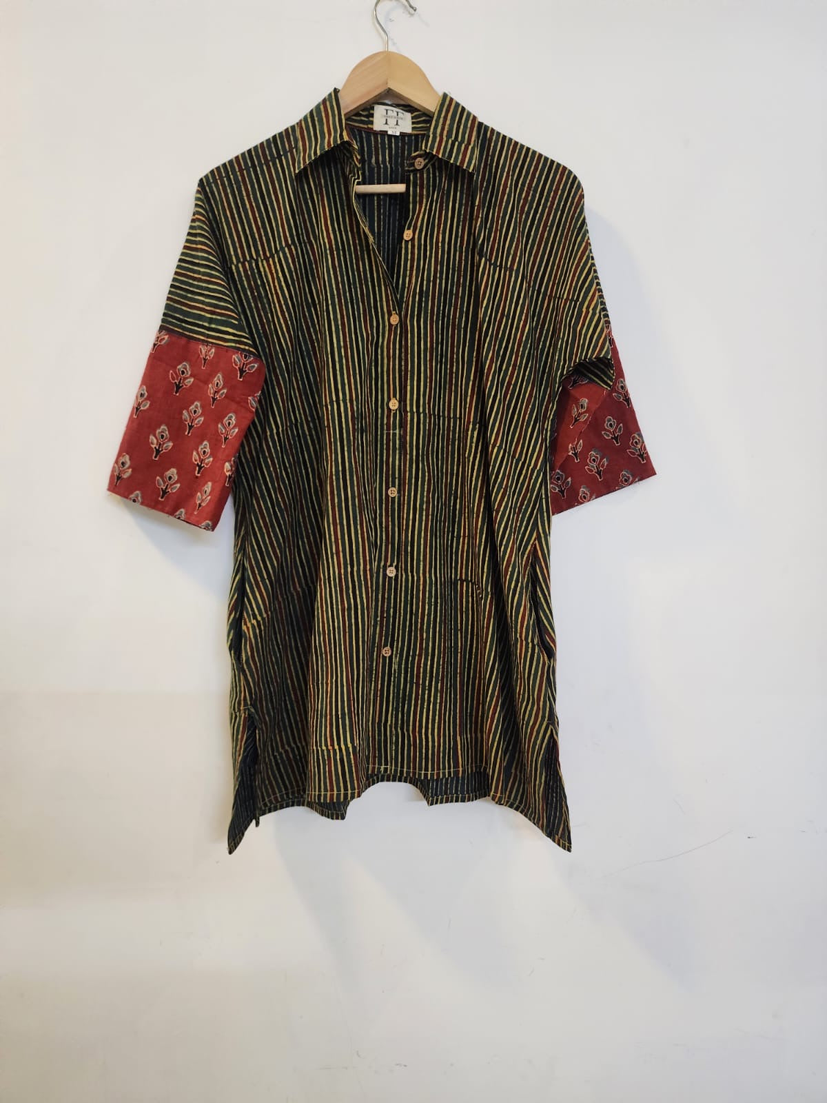 Ajrakh cotton shirt dress (short)