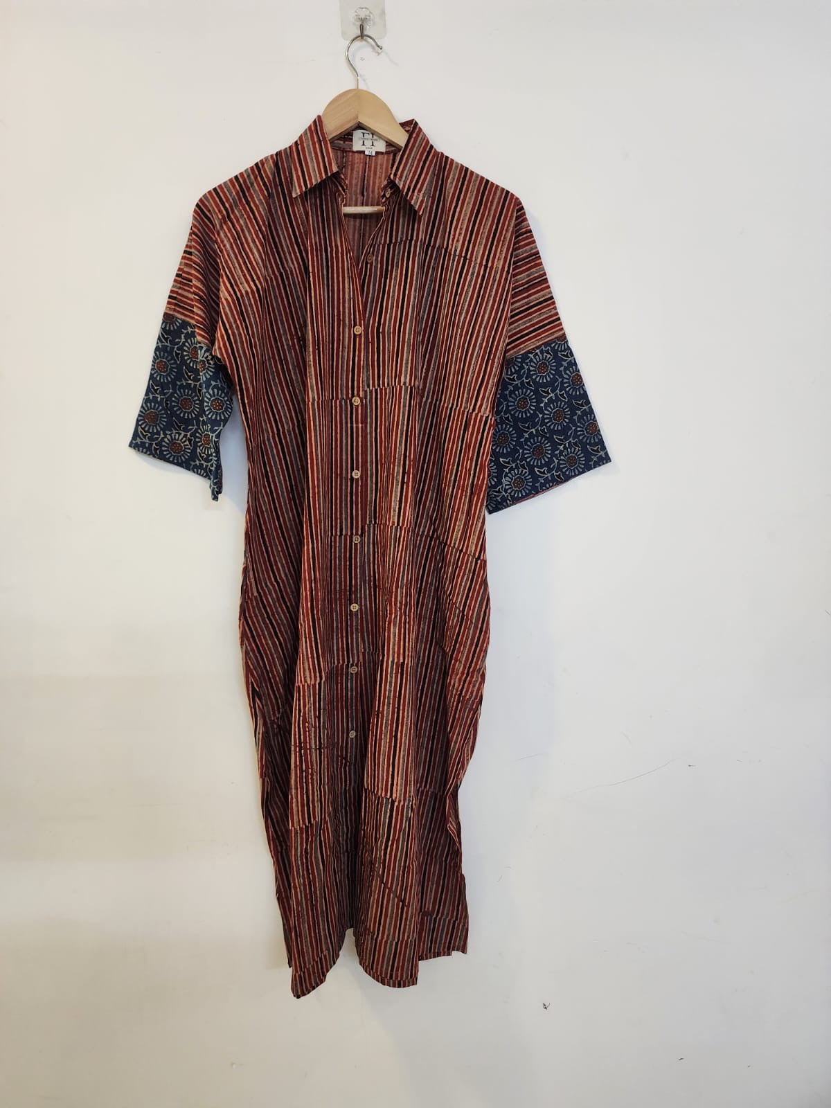 Ajrakh cotton shirt dress