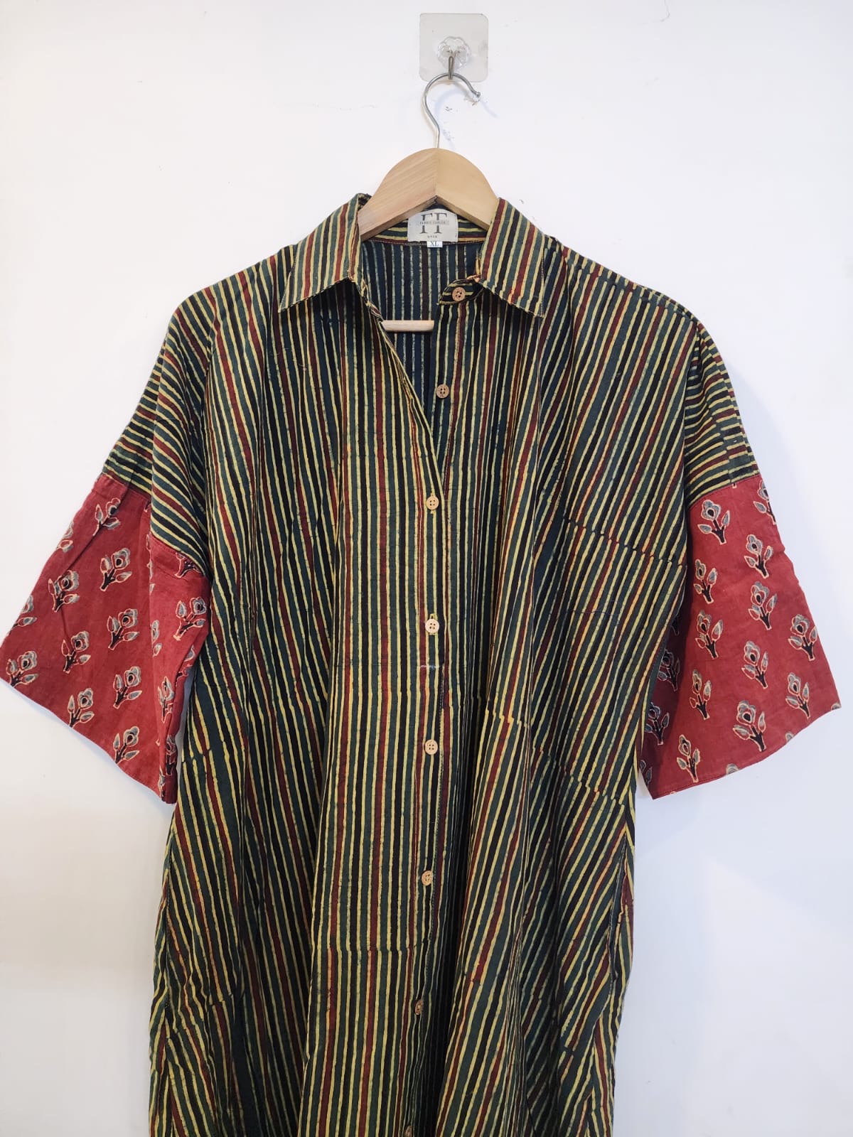 Ajrakh cotton shirt dress