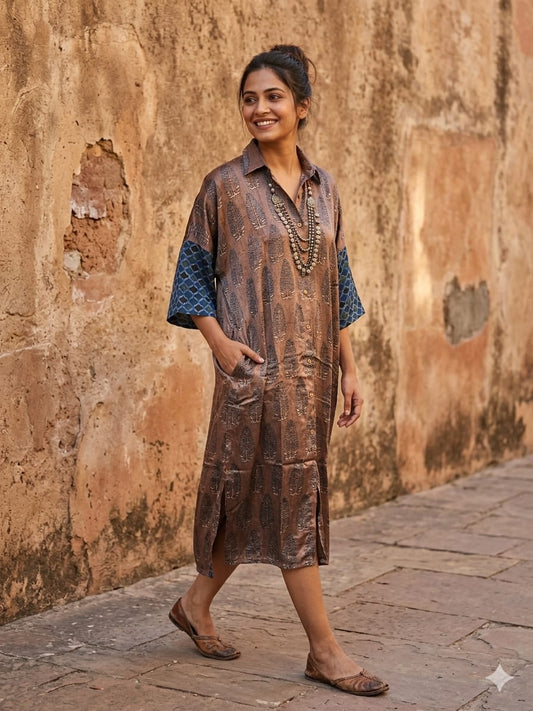 Ajrakh shirt dress