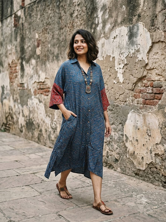 Ajrakh shirt dress