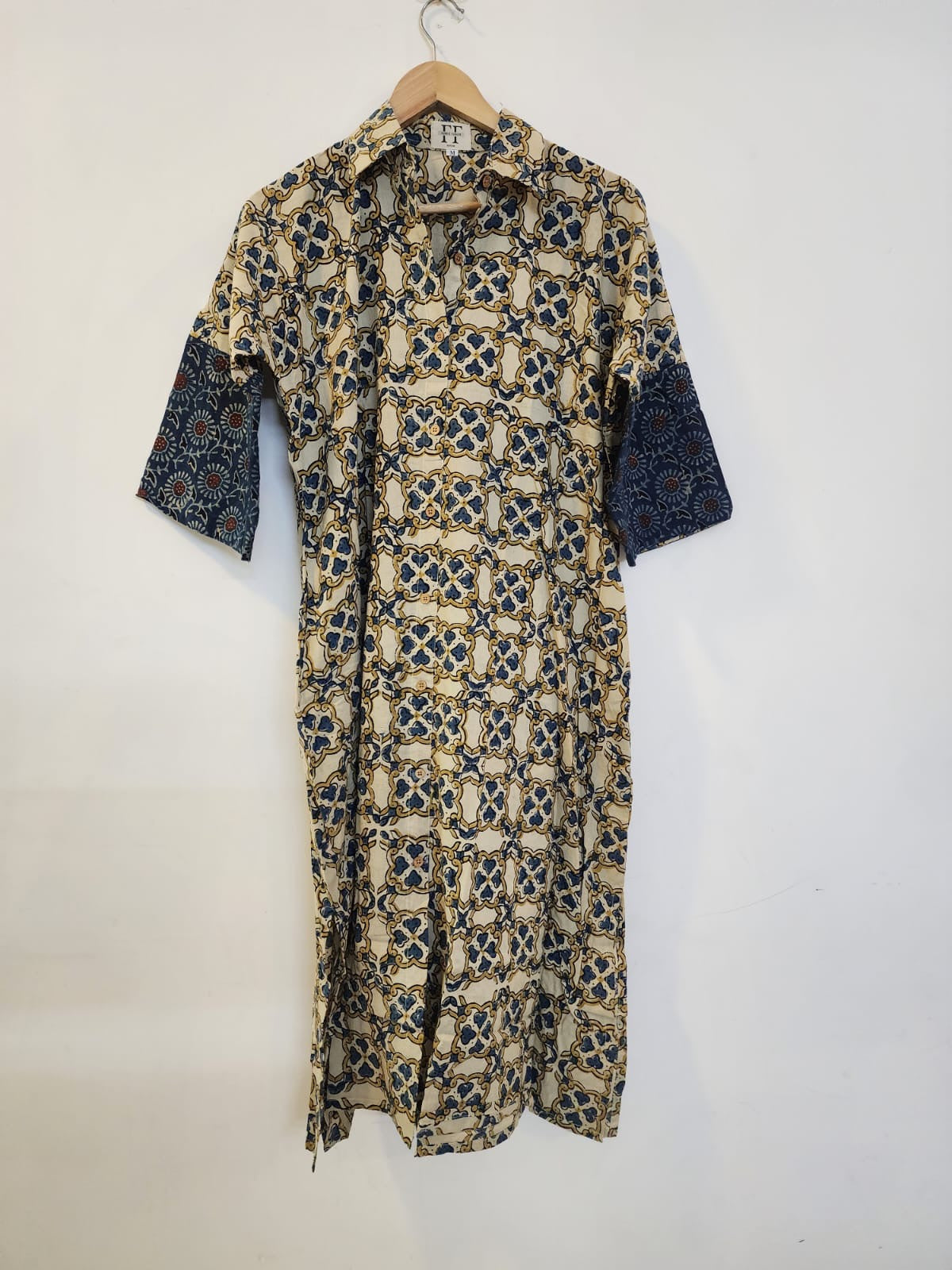 Ajrakh cotton shirt dress