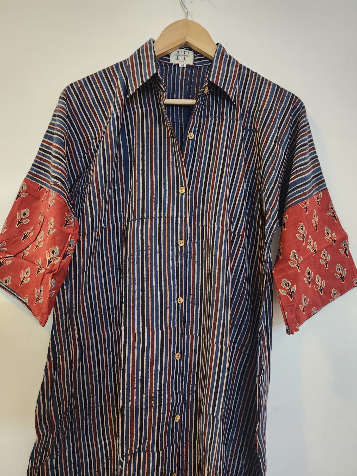 Ajrakh cotton shirt dress