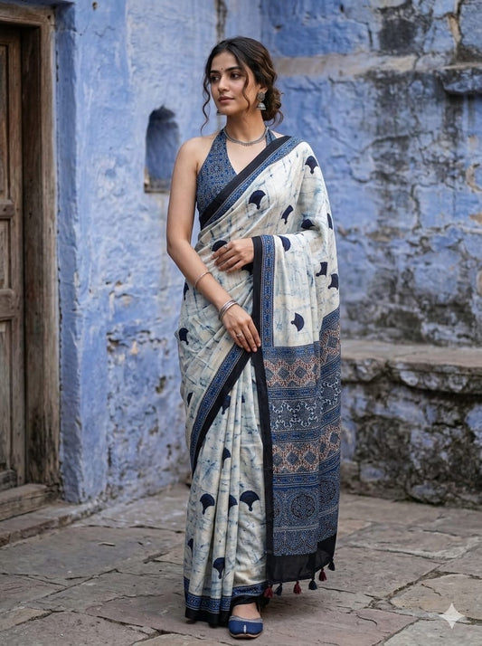 Ajrakh Modal saree