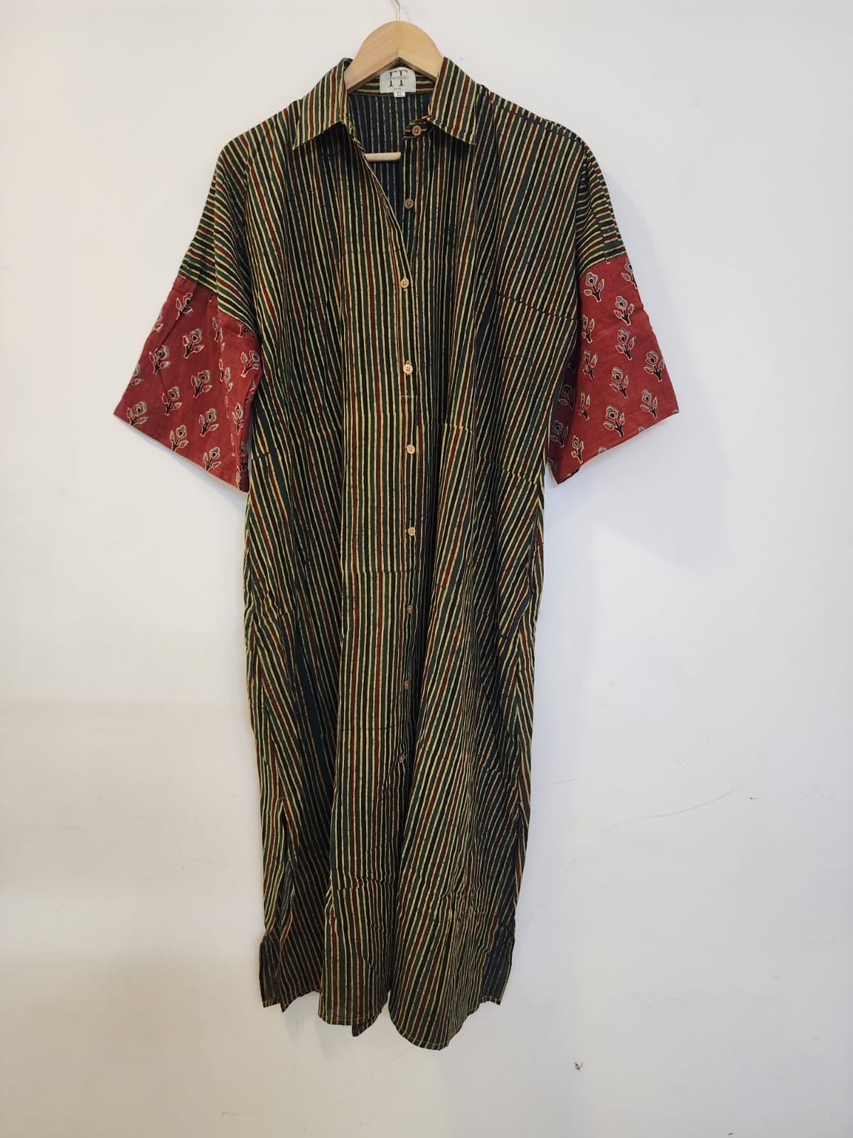 Ajrakh cotton shirt dress