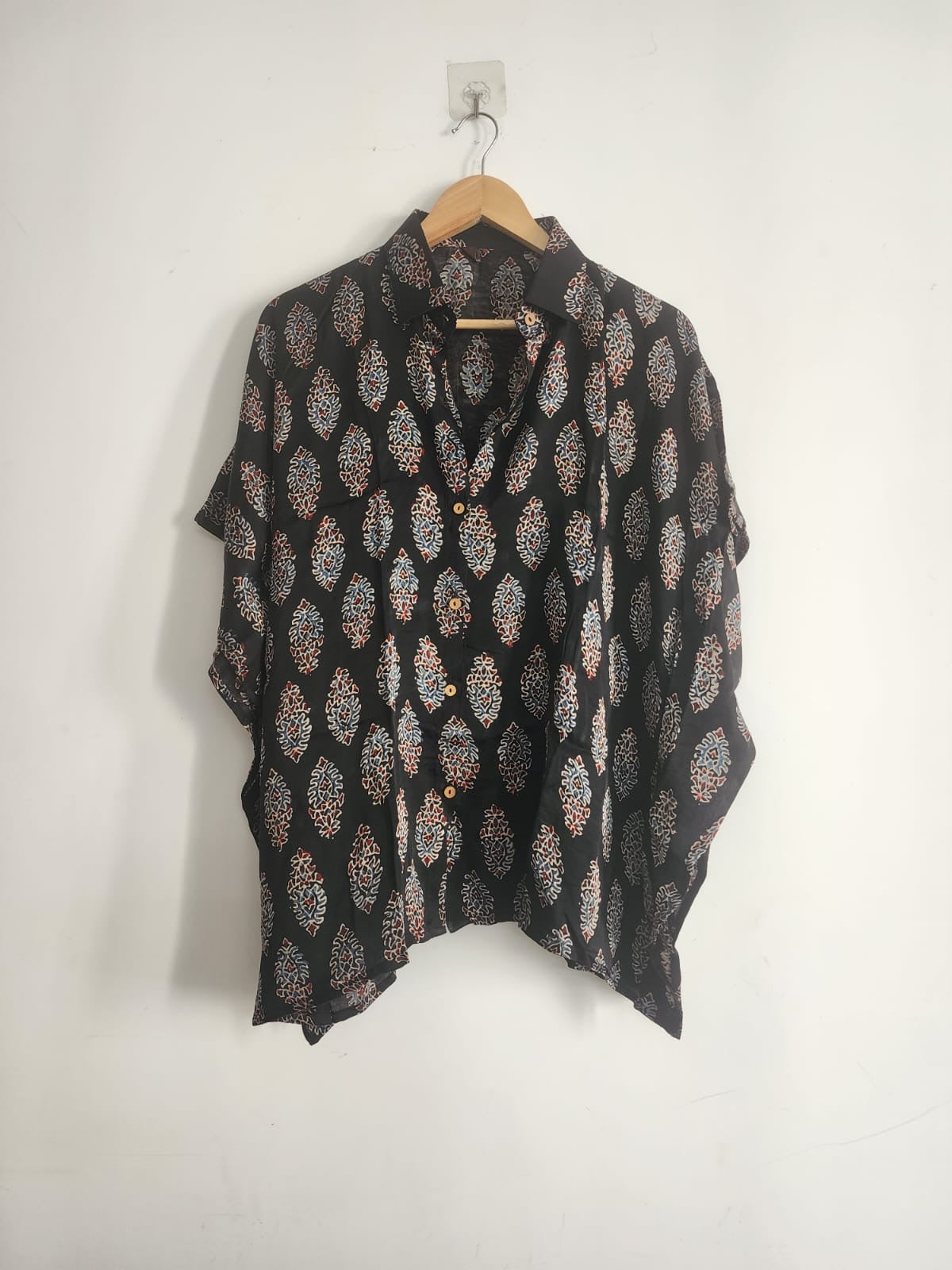 Ajrakh Kaftan shirt in modal silk