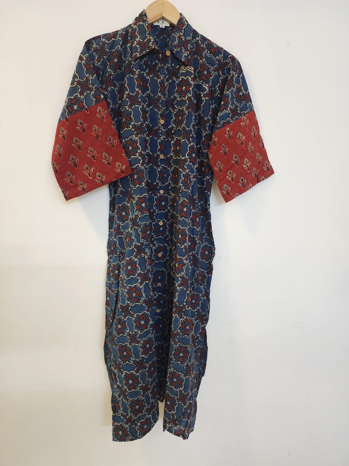 Ajrakh cotton shirt dress