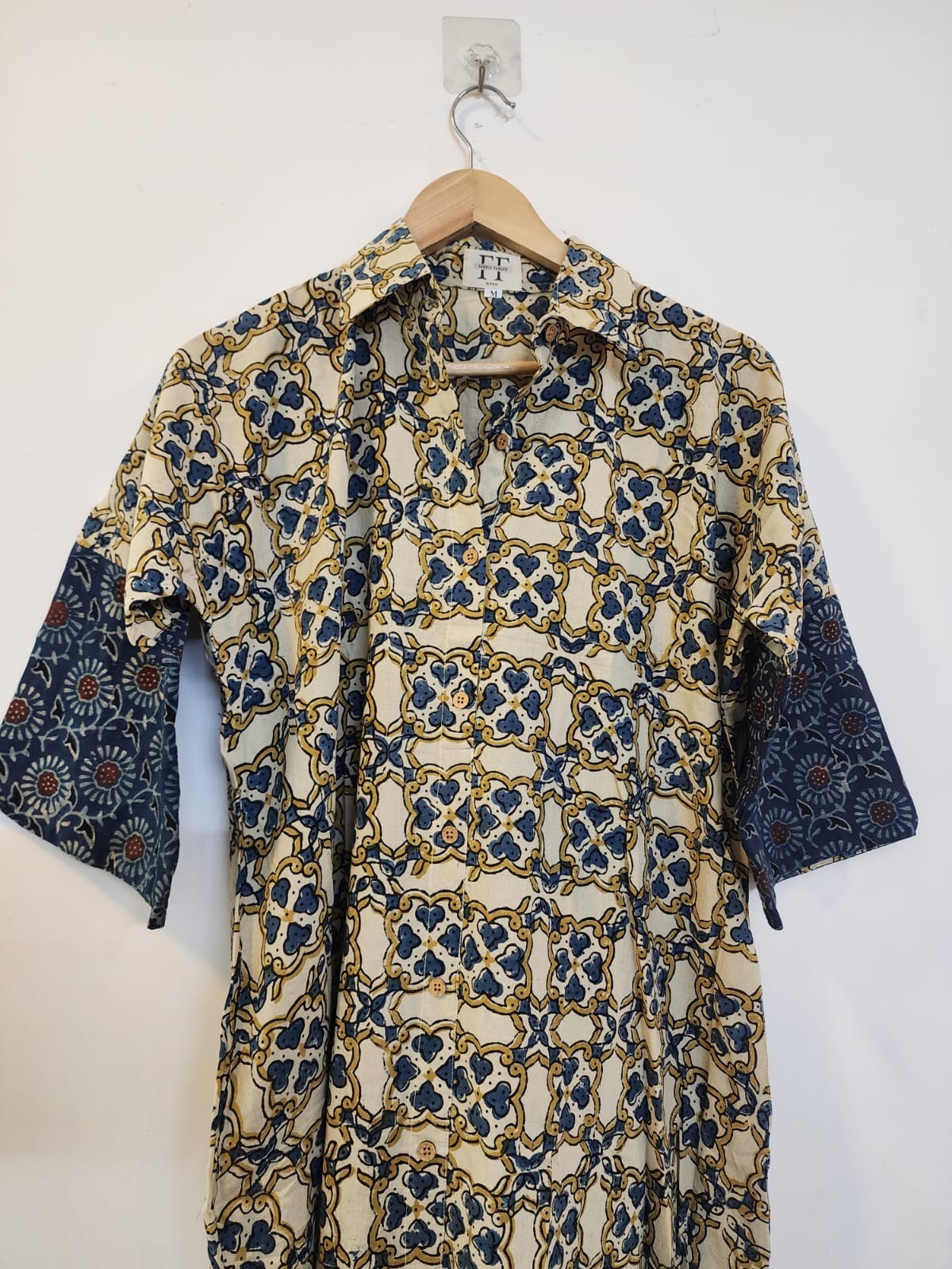Ajrakh cotton shirt dress