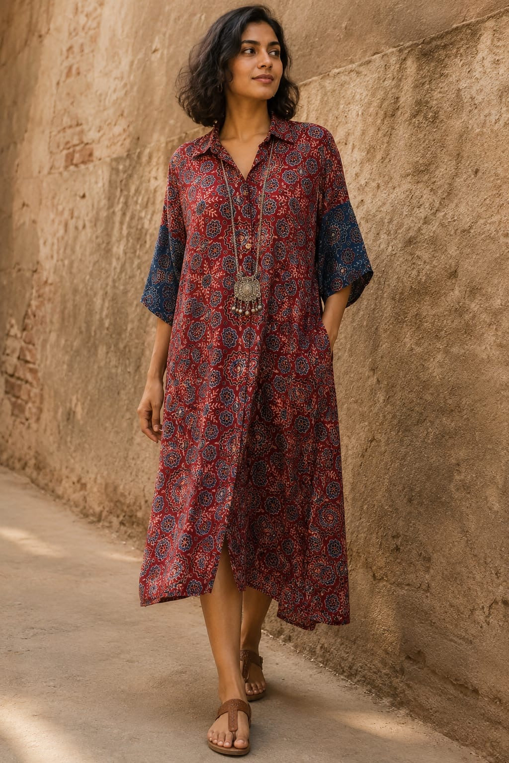 Ajrakh shirt dress