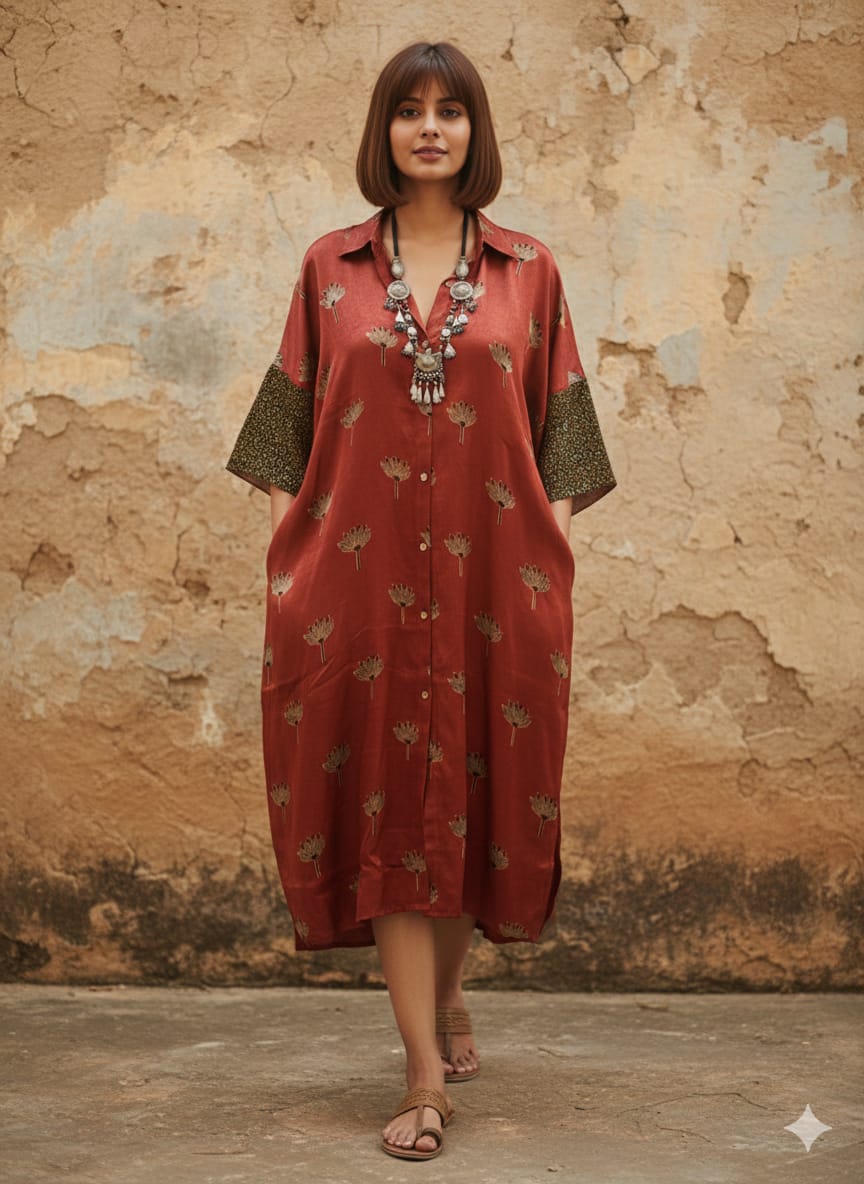 Ajrakh shirt dress