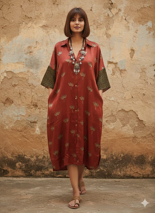Ajrakh shirt dress