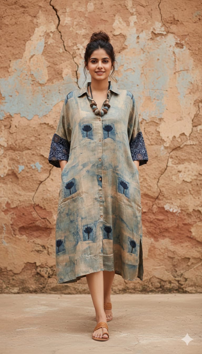 Ajrakh shirt dress