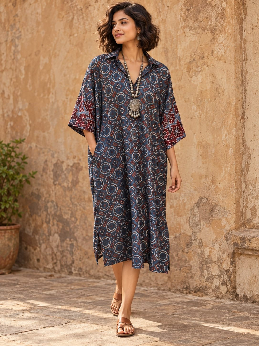Ajrakh shirt dress