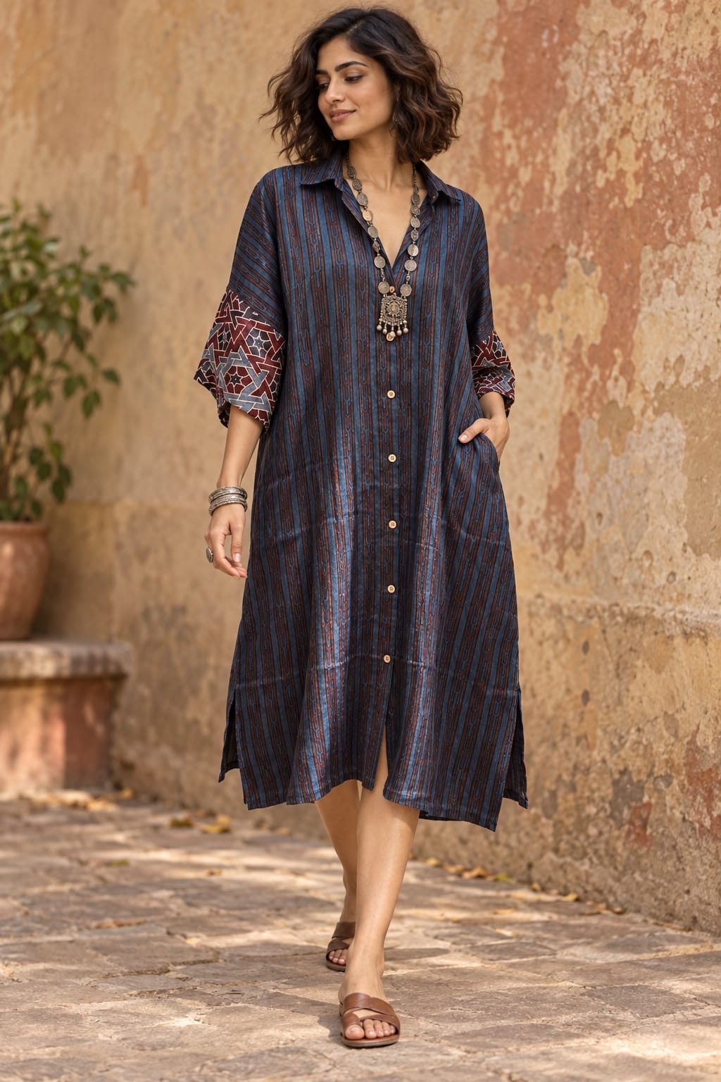 Ajrakh shirt dress