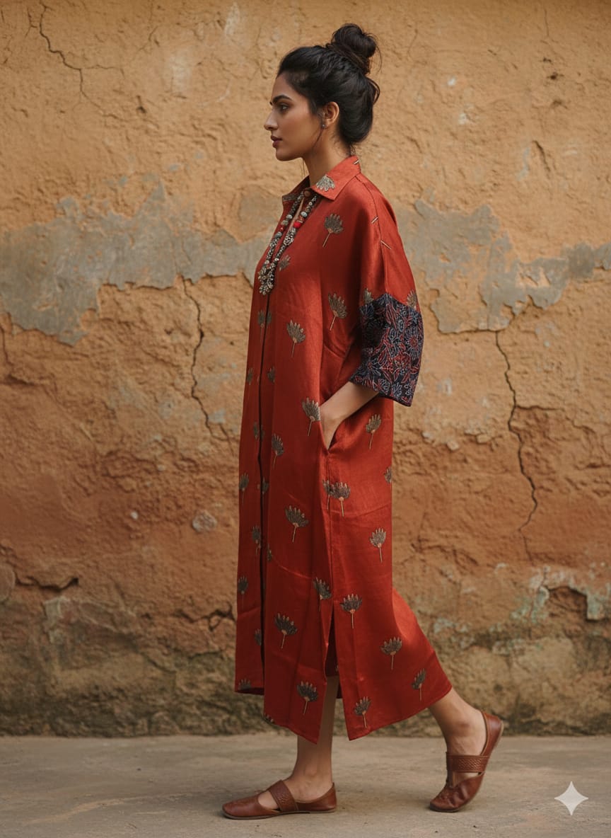 Ajrakh shirt dress