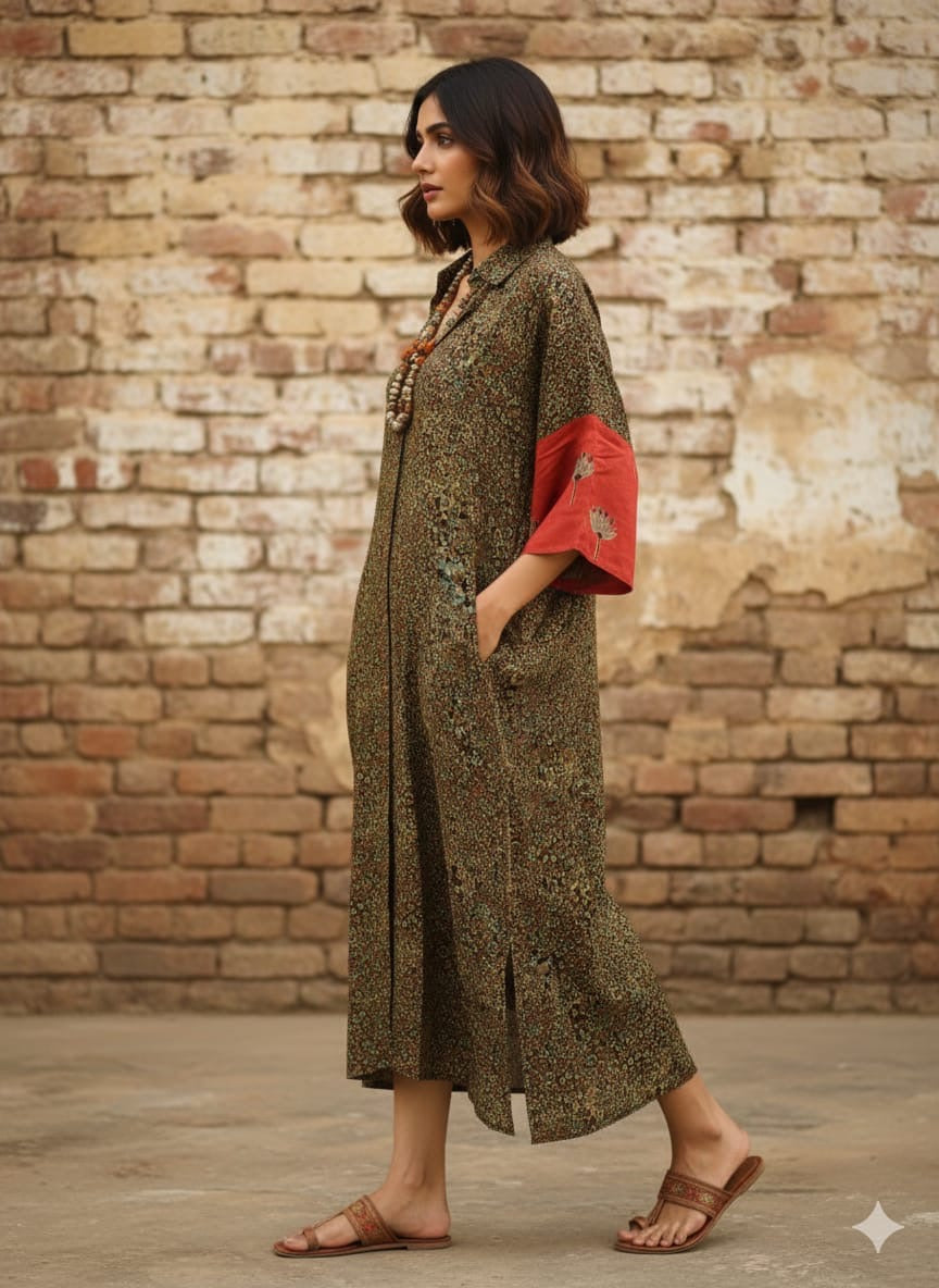 Ajrakh shirt dress