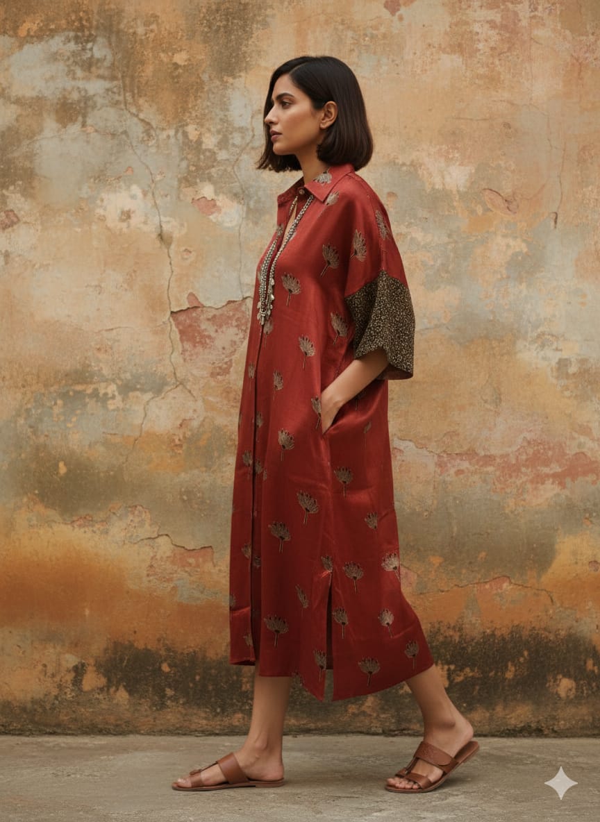 Ajrakh shirt dress