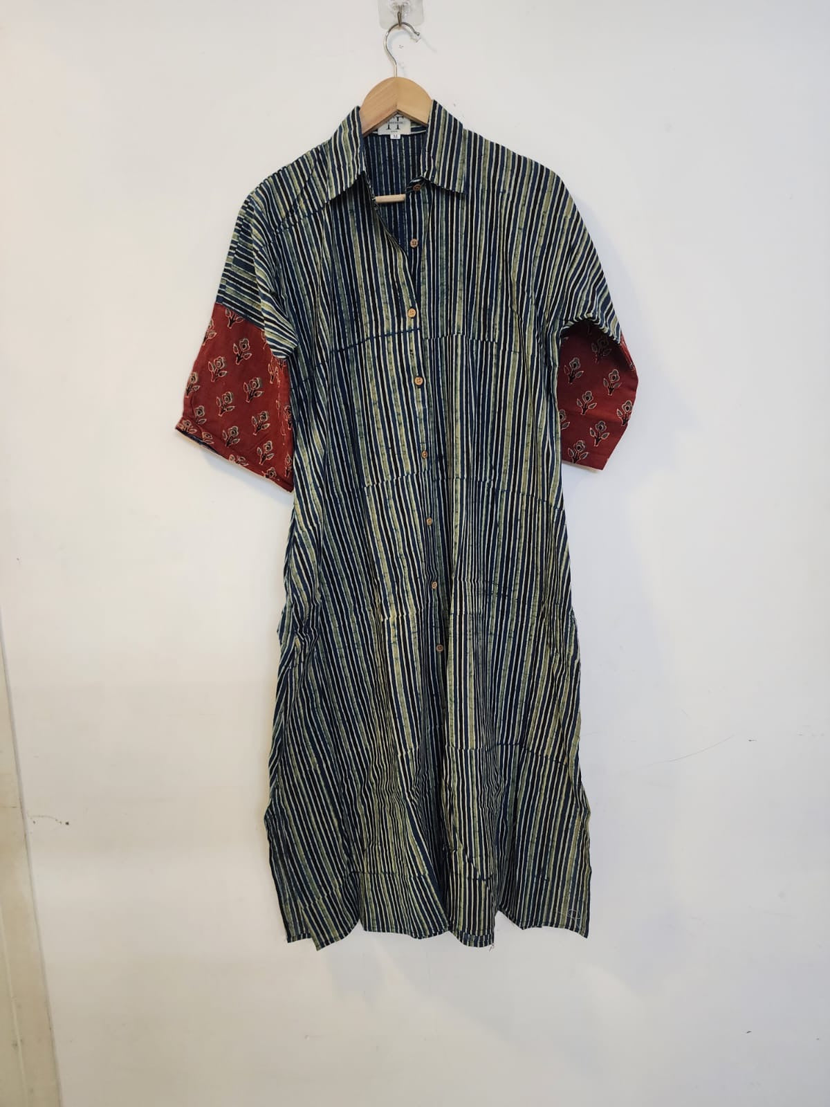 Ajrakh cotton shirt dress