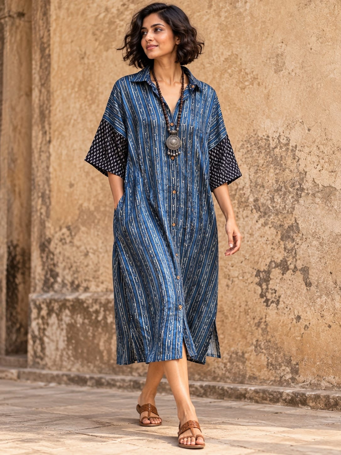 Ajrakh shirt dress