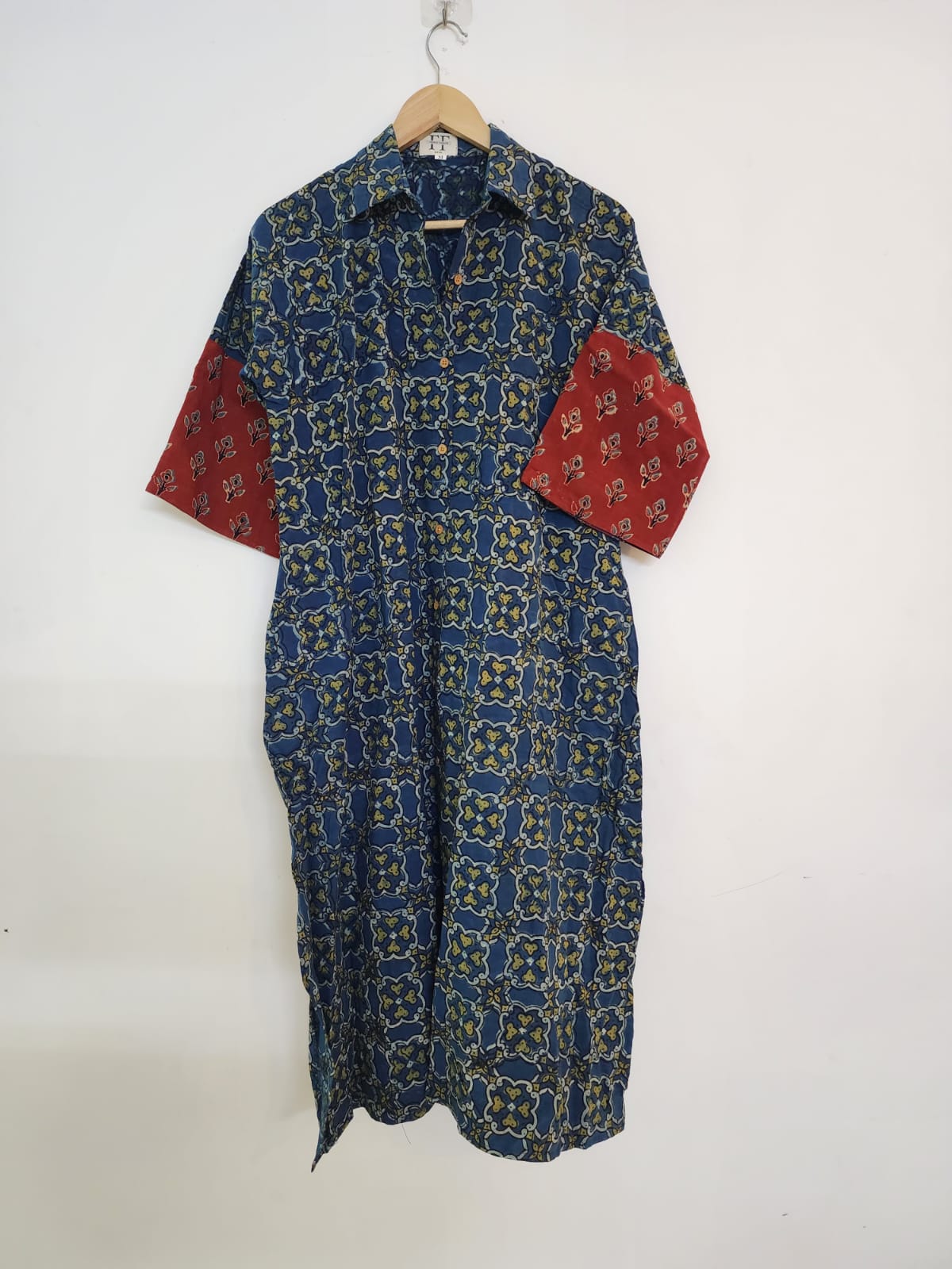 Ajrakh cotton shirt dress