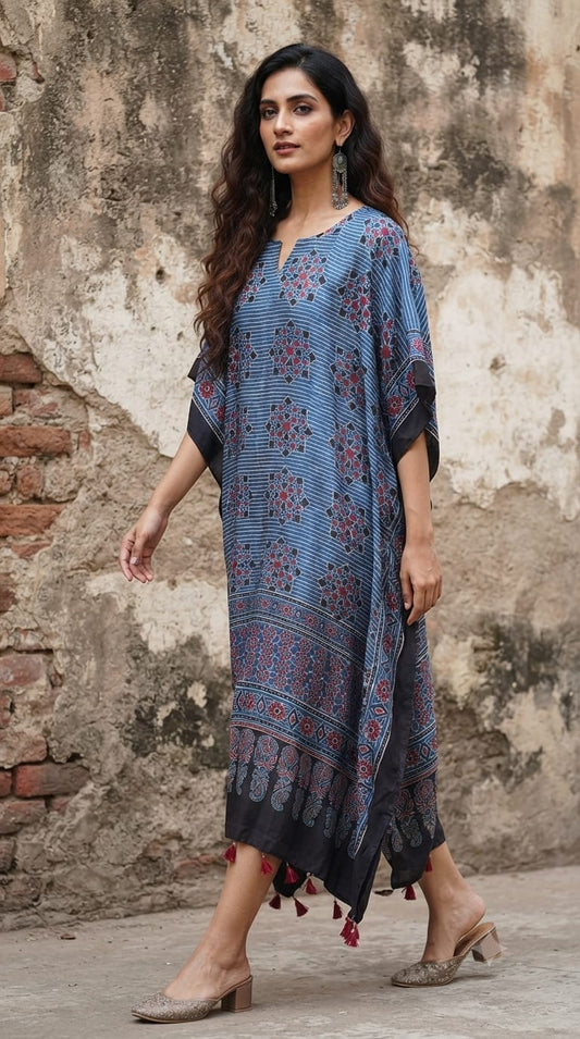 Ajrakh Kaftan in modal silk