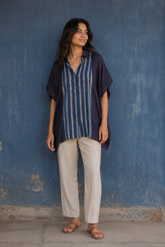 Ajrakh Kaftan shirt in modal silk