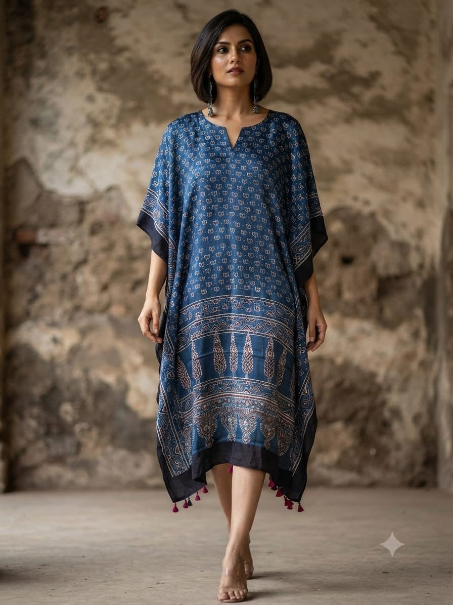 Ajrakh Kaftan in modal silk