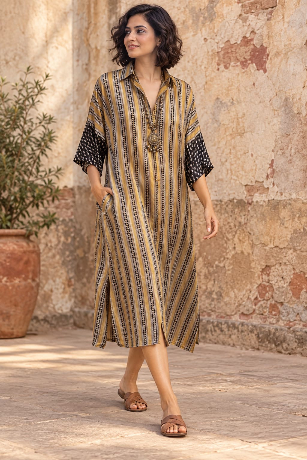 Ajrakh shirt dress