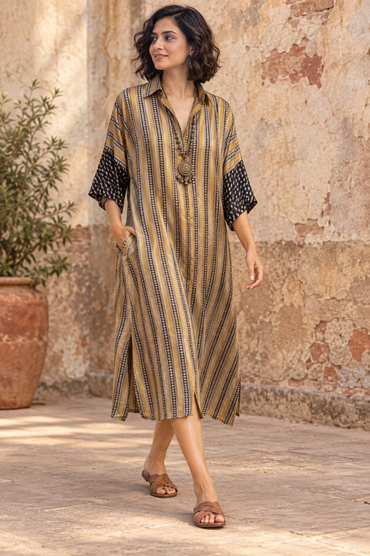 Ajrakh shirt dress