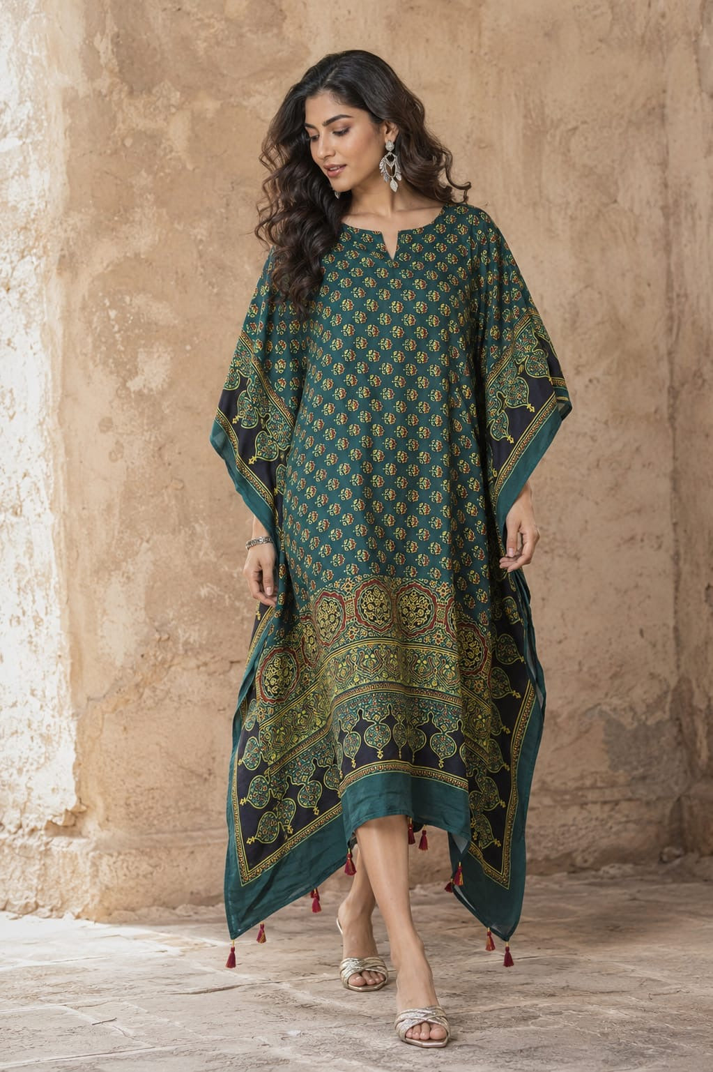 Ajrakh Kaftan in modal silk