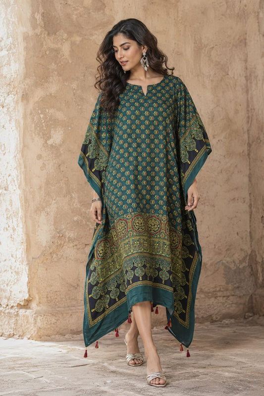 Ajrakh Kaftan in modal silk