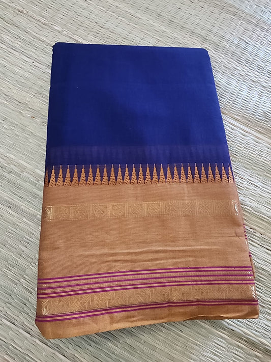 Madurai Sungudi saree (Blue with light orange border)