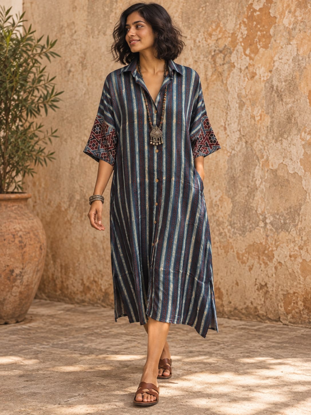 Ajrakh shirt dress