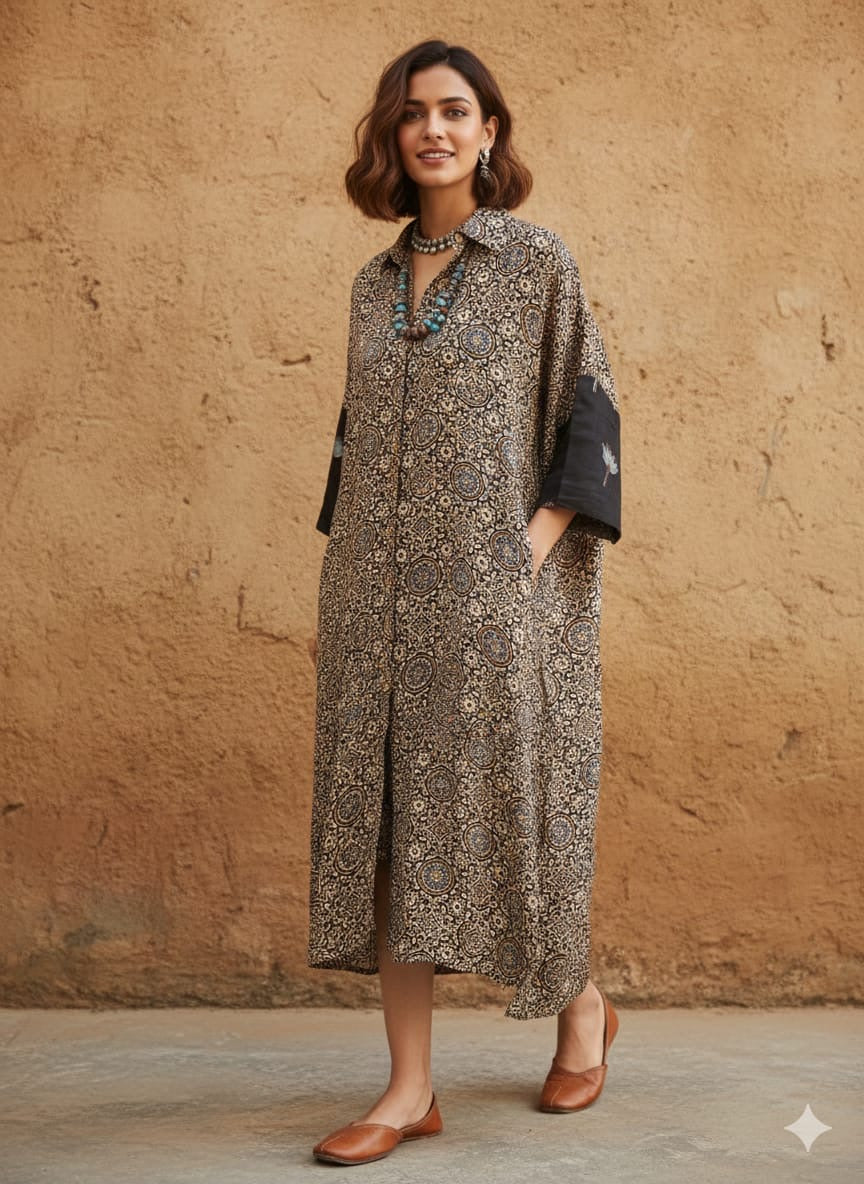 Ajrakh shirt dress