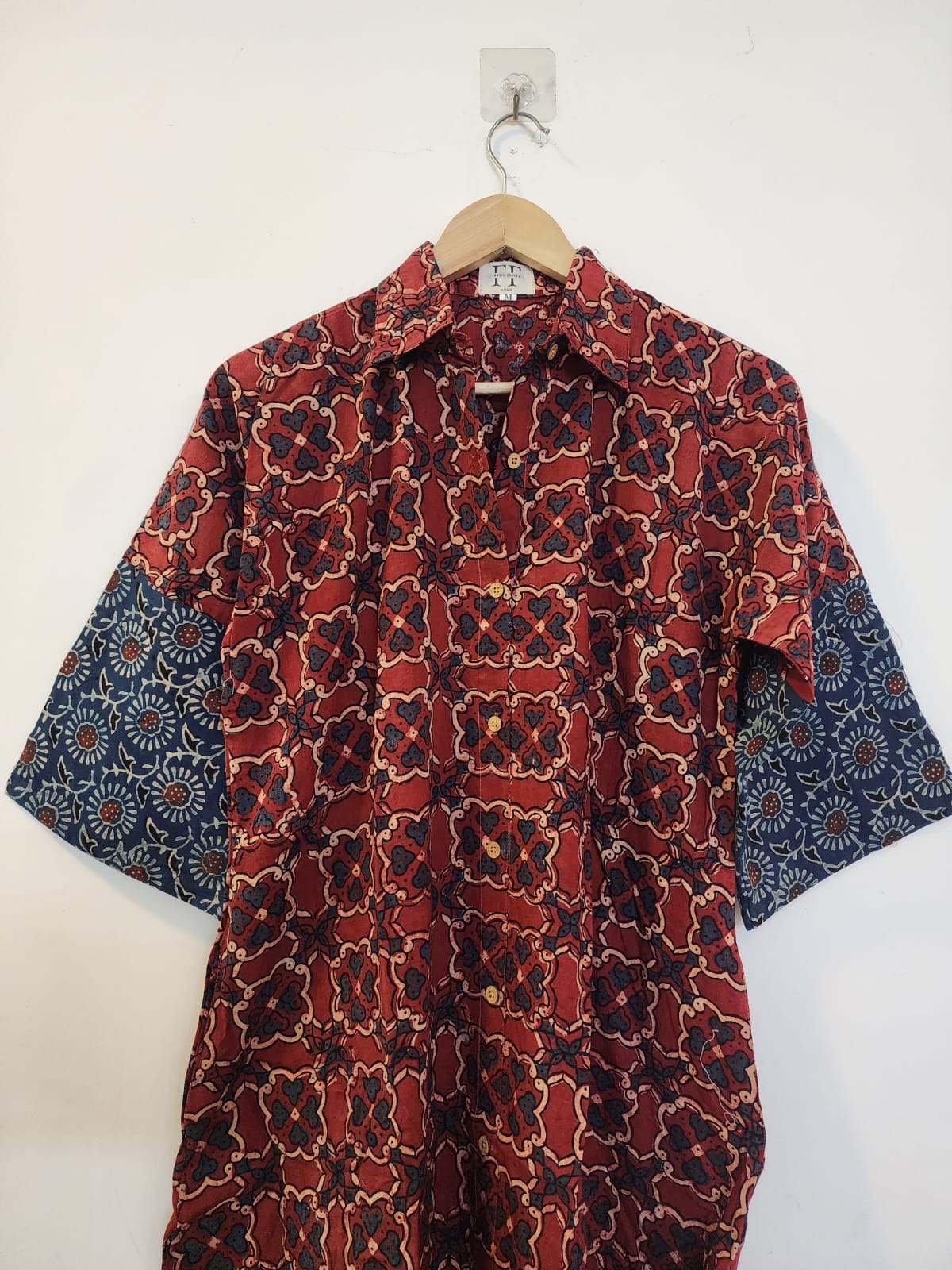 Ajrakh cotton shirt dress