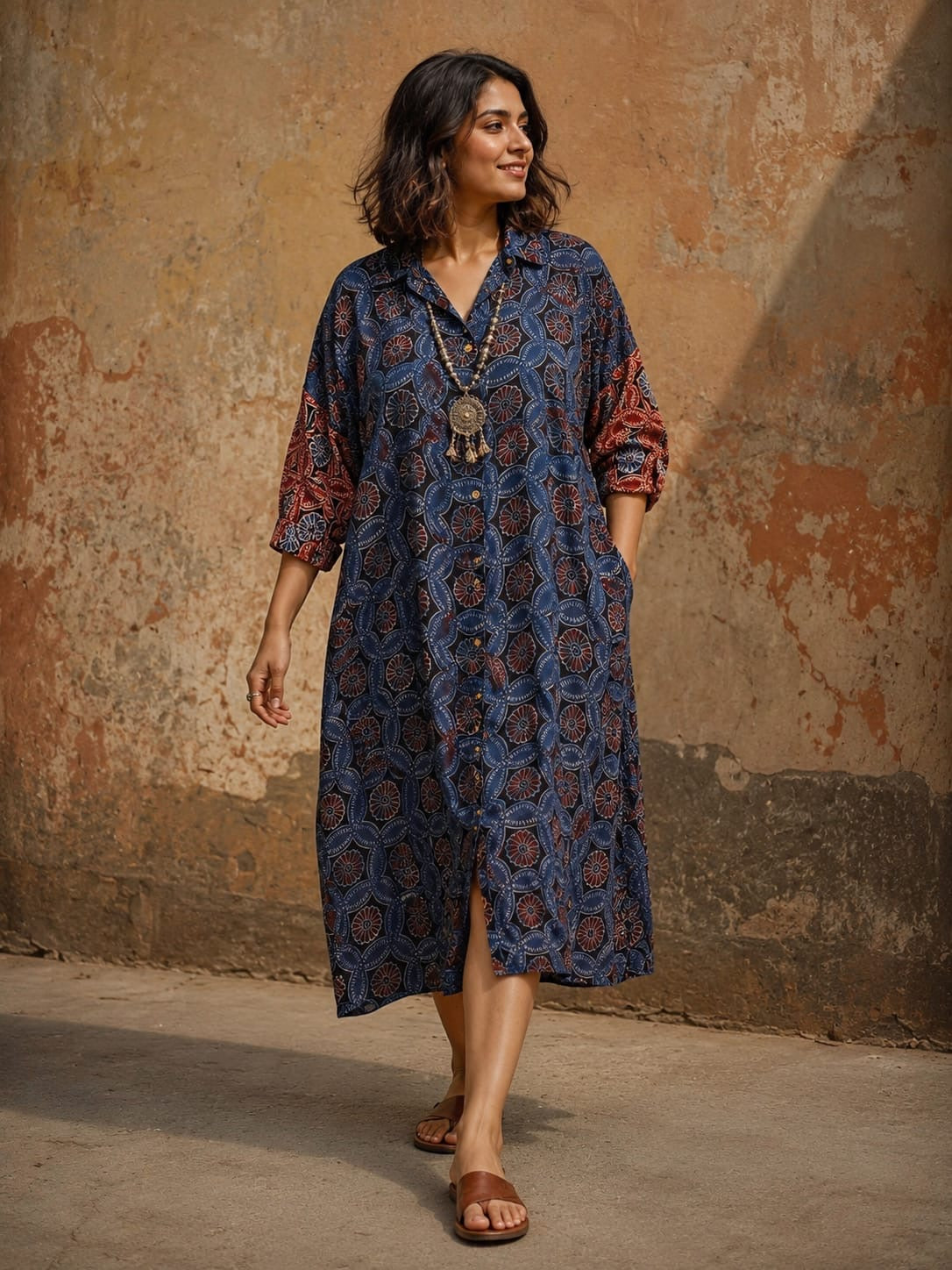 Ajrakh shirt dress