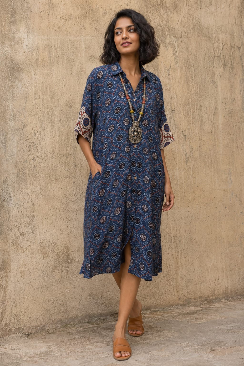 Ajrakh shirt dress