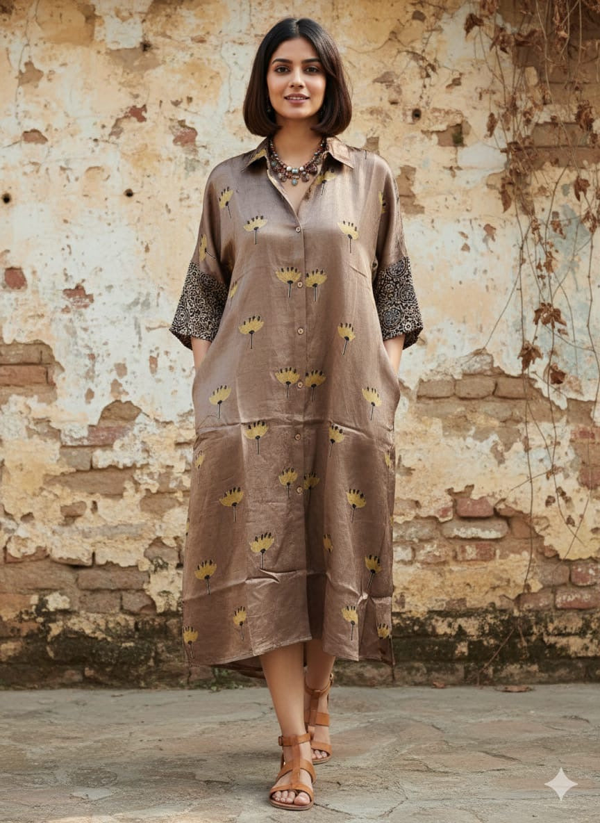 Ajrakh shirt dress