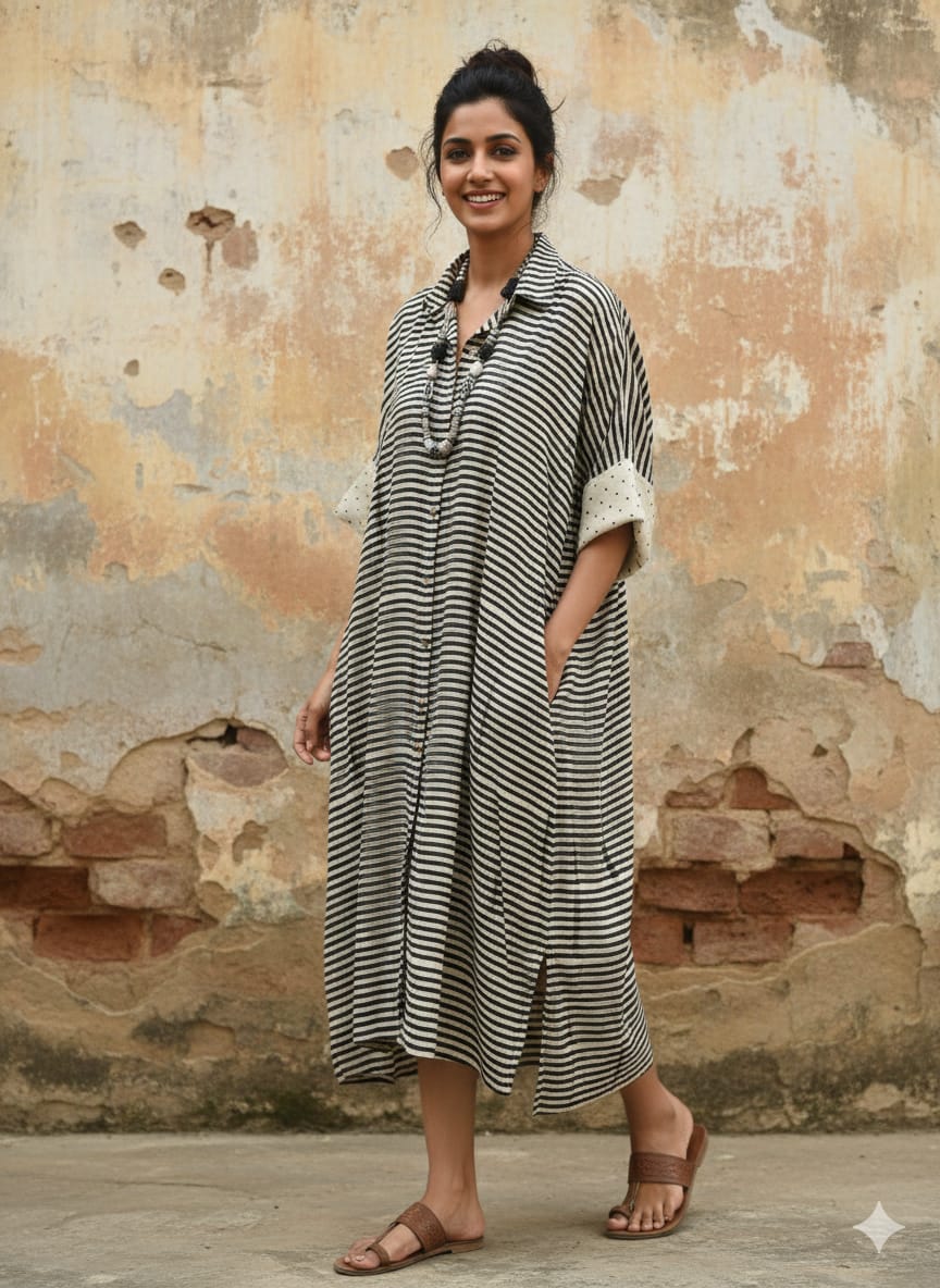 Ajrakh shirt dress