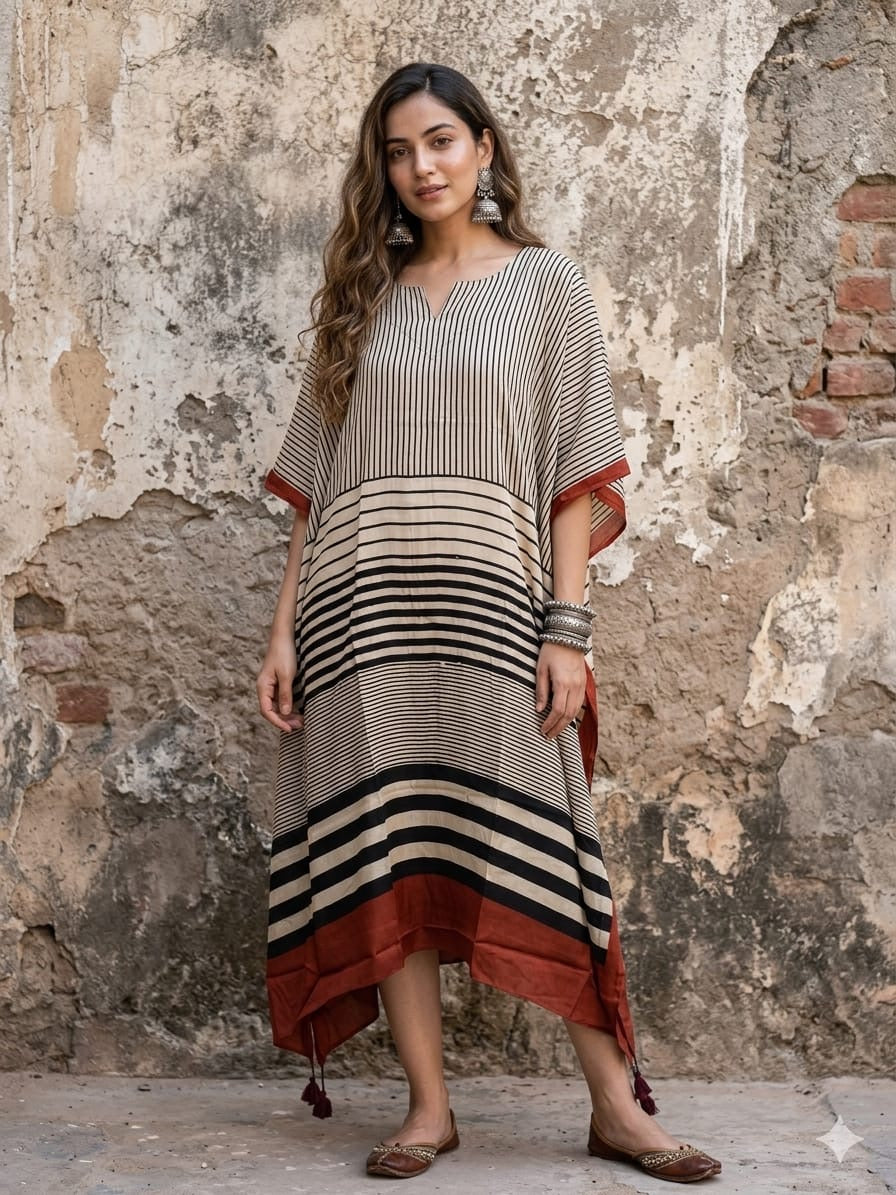 Ajrakh Kaftan in modal silk
