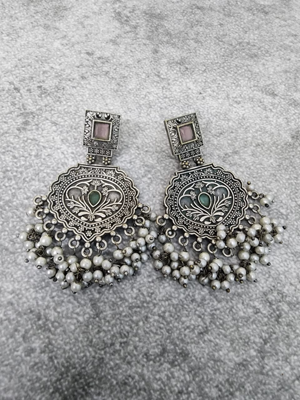 Earrings (Pink and green)