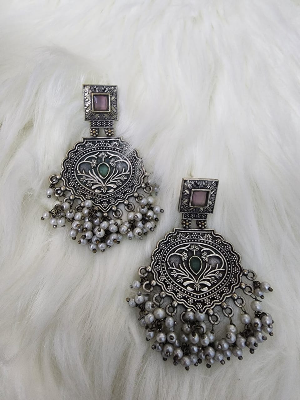 Earrings (Pink and green)