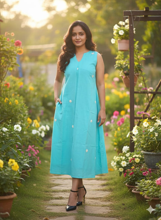 Cotton dress (Aqua Blue)