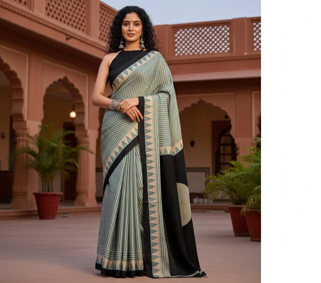 Ajrakh Modal saree