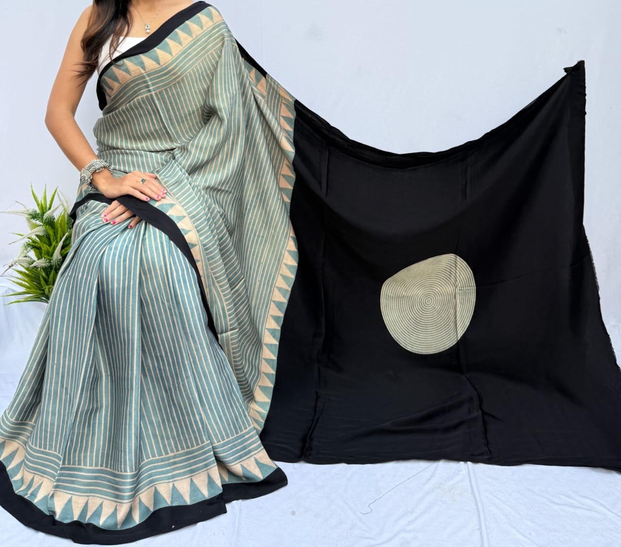 Ajrakh Modal saree