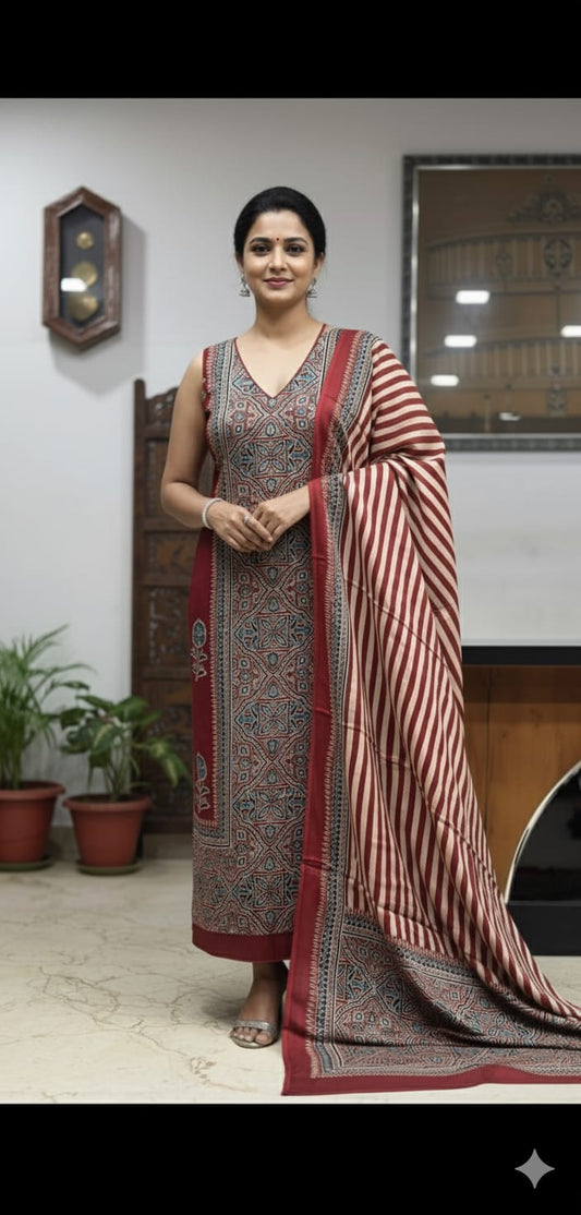 Ajrakh Modal suit set