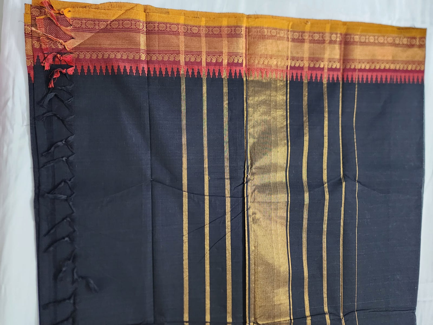 Madurai Sungudi saree (Black with red border)