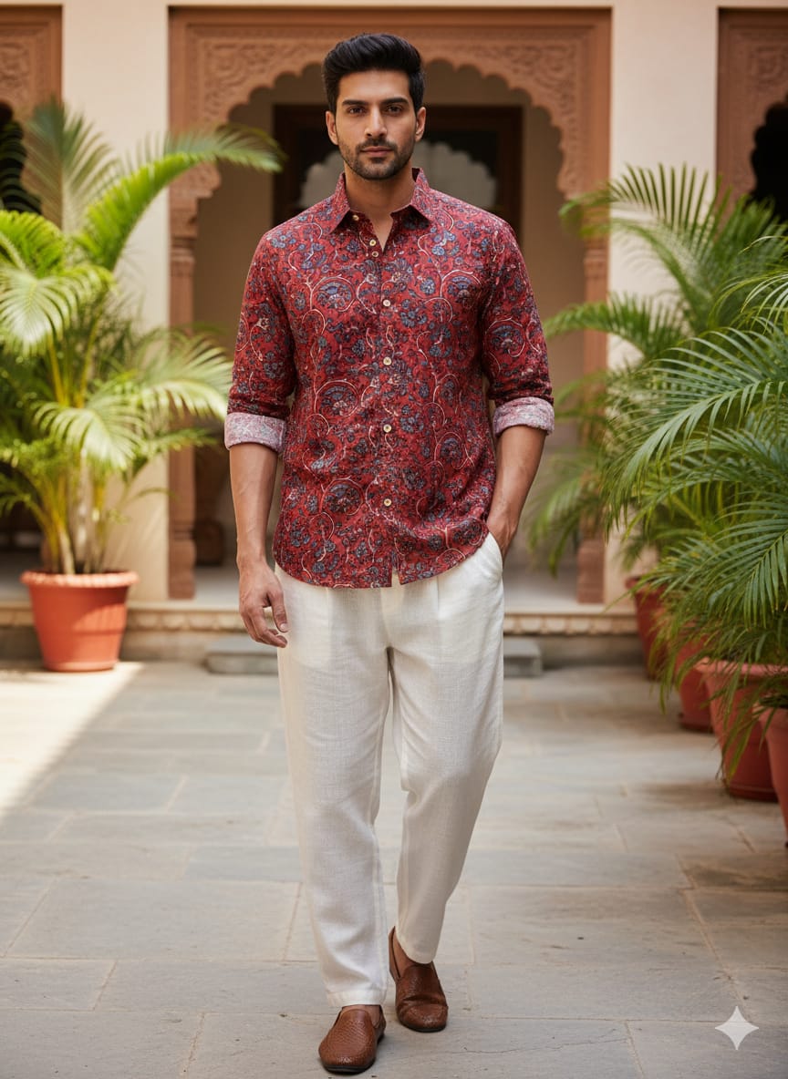 Cotton Full Sleeve Shirt (Ajrakh collection)