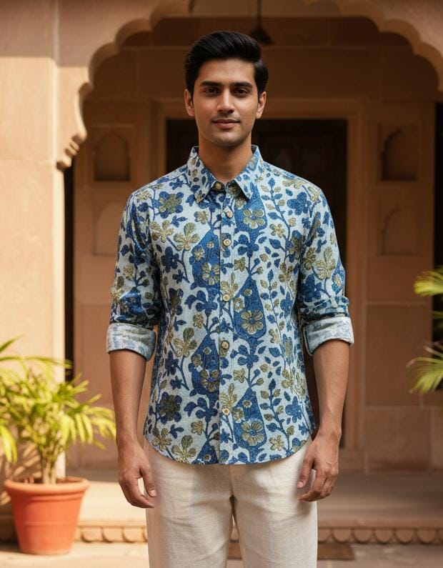 Cotton Full Sleeve Shirt (Handblock Kalamkaari collection)