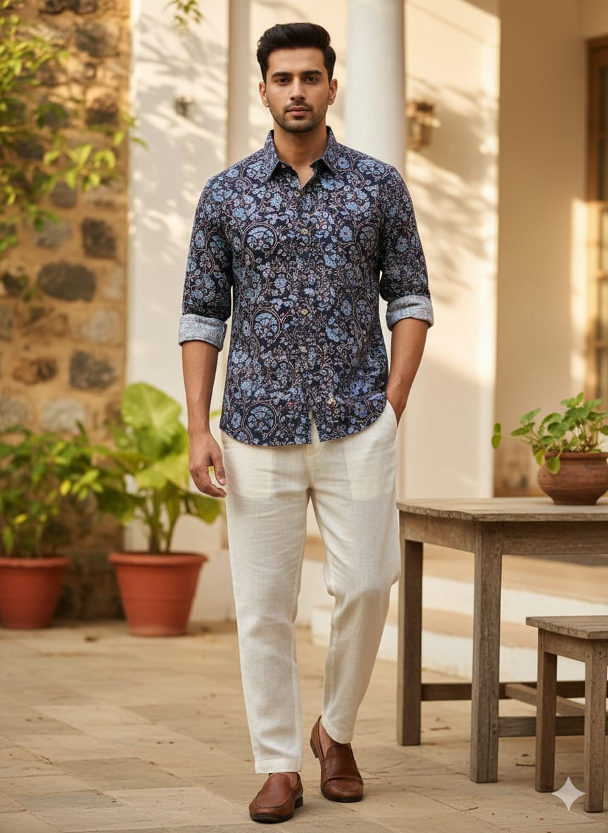 Cotton Full Sleeve Shirt (Ajrakh collection)